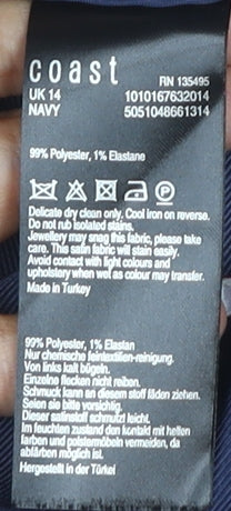 Coast Women's Blue Asymmetric Midi Dress UK 14