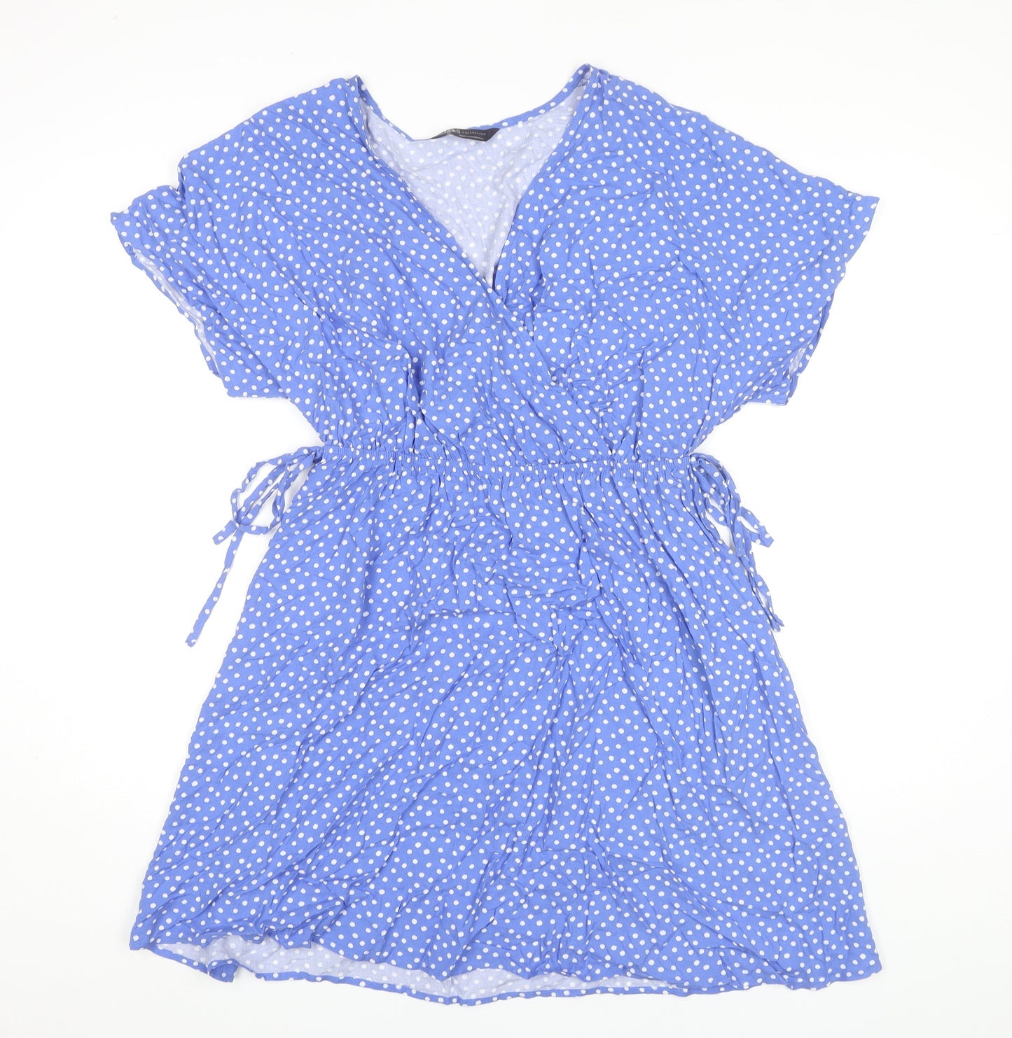 Marks and Spencer Blue Polka Dot Wrap Dress Size 12