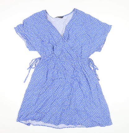 Marks and Spencer Blue Polka Dot Wrap Dress Size 12