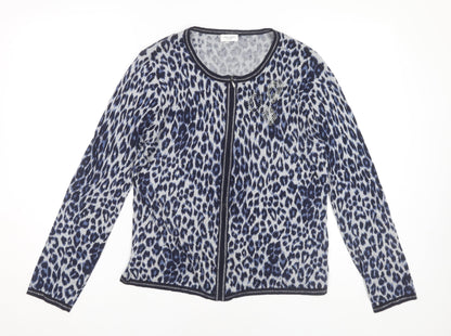 Gerry Weber Women Blue Cardigan Size 8 Animal Print