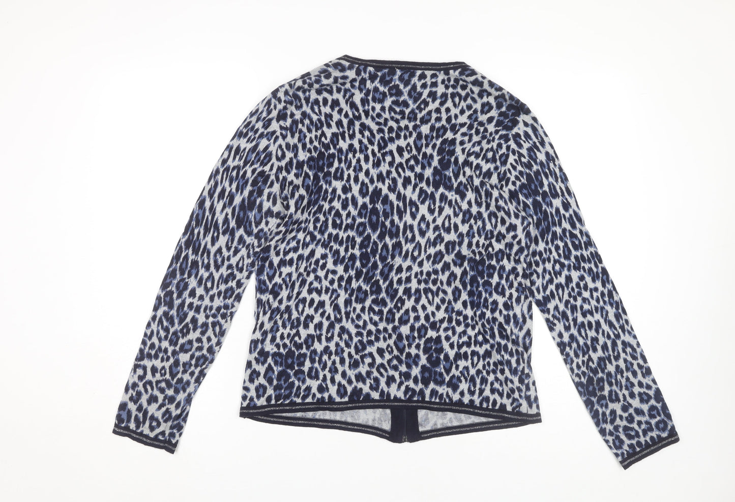 Gerry Weber Women Blue Cardigan Size 8 Animal Print