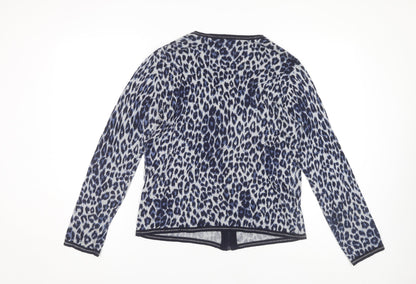 Gerry Weber Women Blue Cardigan Size 8 Animal Print