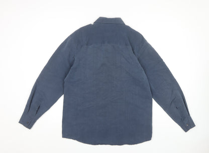 Principles Men's Blue Long Sleeve Button-Up Shirt - S