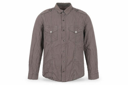 Men's Brown Long Sleeve Button-Up Shirt - Size L