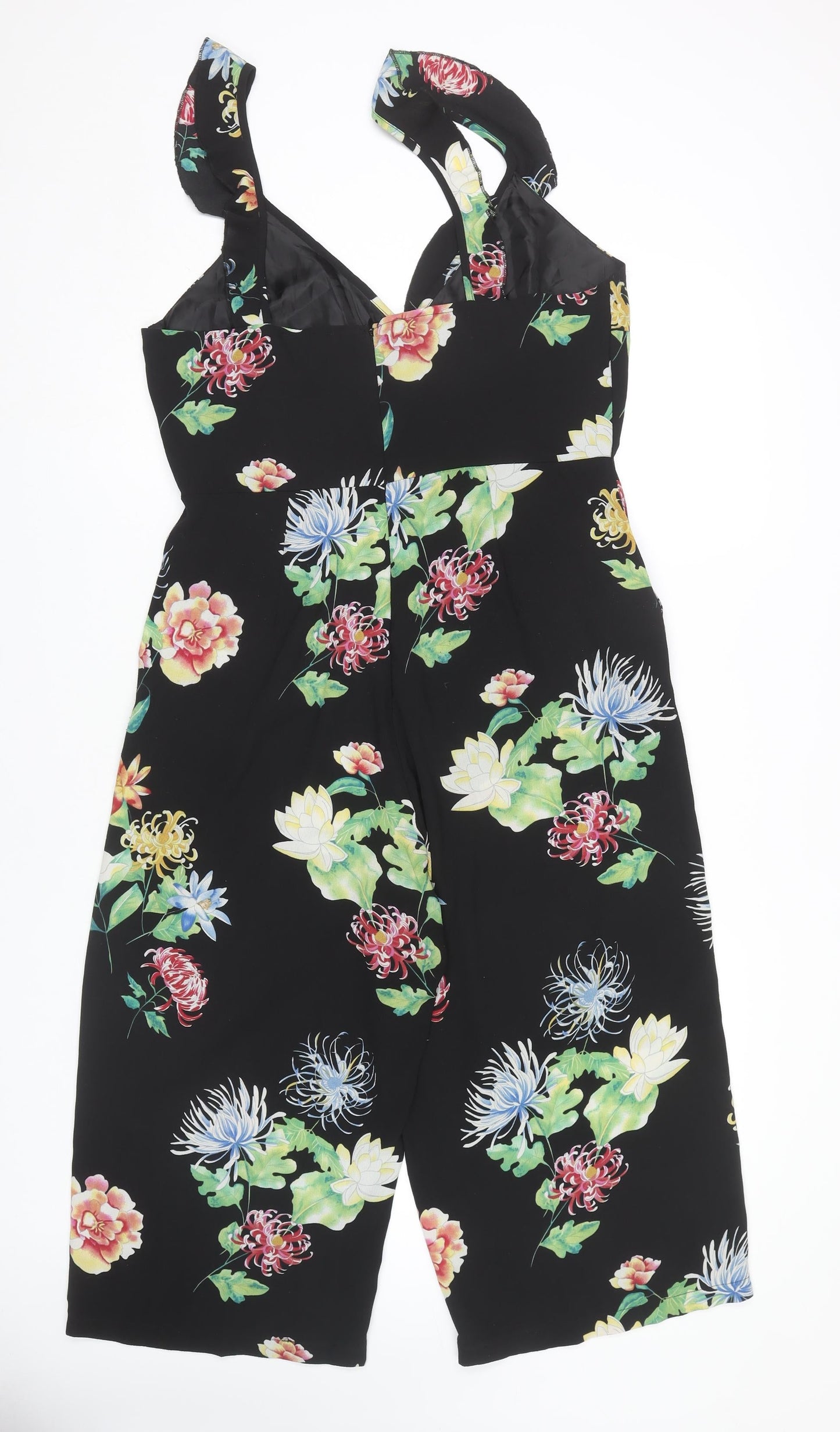 New Look Women's Black Floral Jumpsuit Size 14