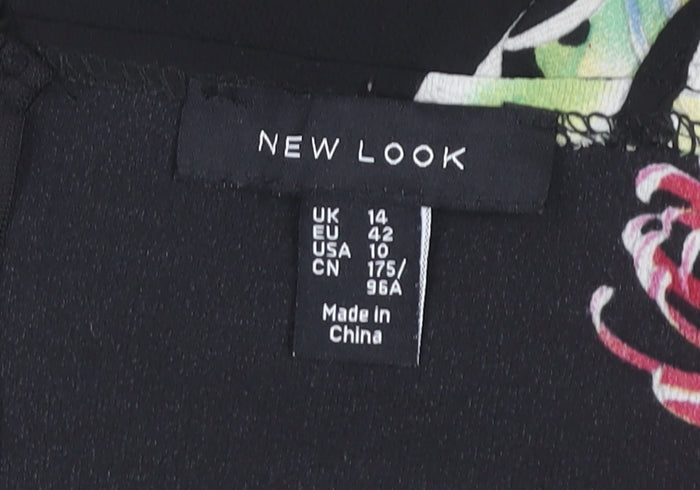 New Look Women's Black Floral Jumpsuit Size 14