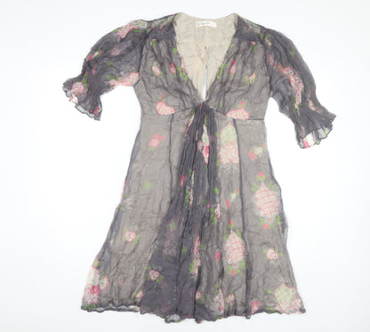 Topshop Women's Multicoloured Floral A-Line Dress, Size 10