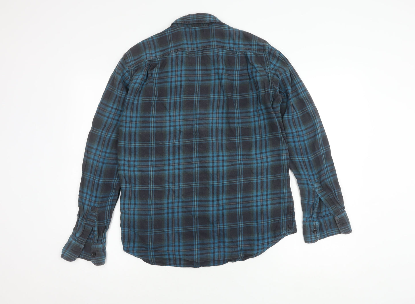 Uniqlo Men's Blue Plaid Flannel Button-Up Shirt S
