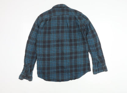 Uniqlo Men's Blue Plaid Flannel Button-Up Shirt S