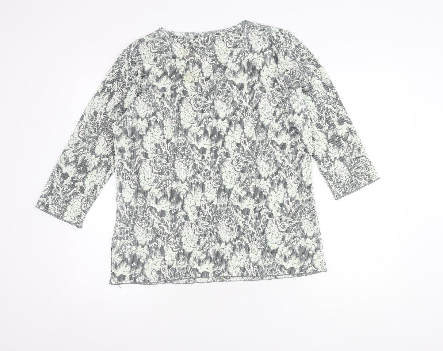 Damart Women's Grey Floral Top, Size 18, 3/4 Sleeve