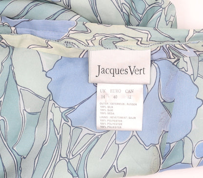 Jacques Vert Women's Blue Silk Floral Midi Skirt