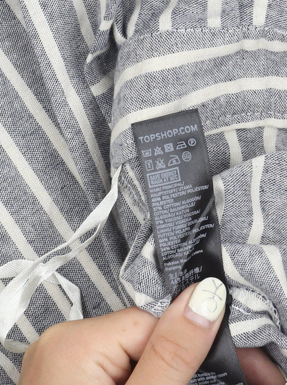 Topshop Women's Grey Striped Paperbag Trousers Size 6