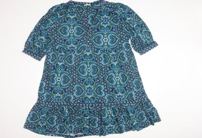 Monsoon Women's Blue M Dress, Geometric, Half Sleeve