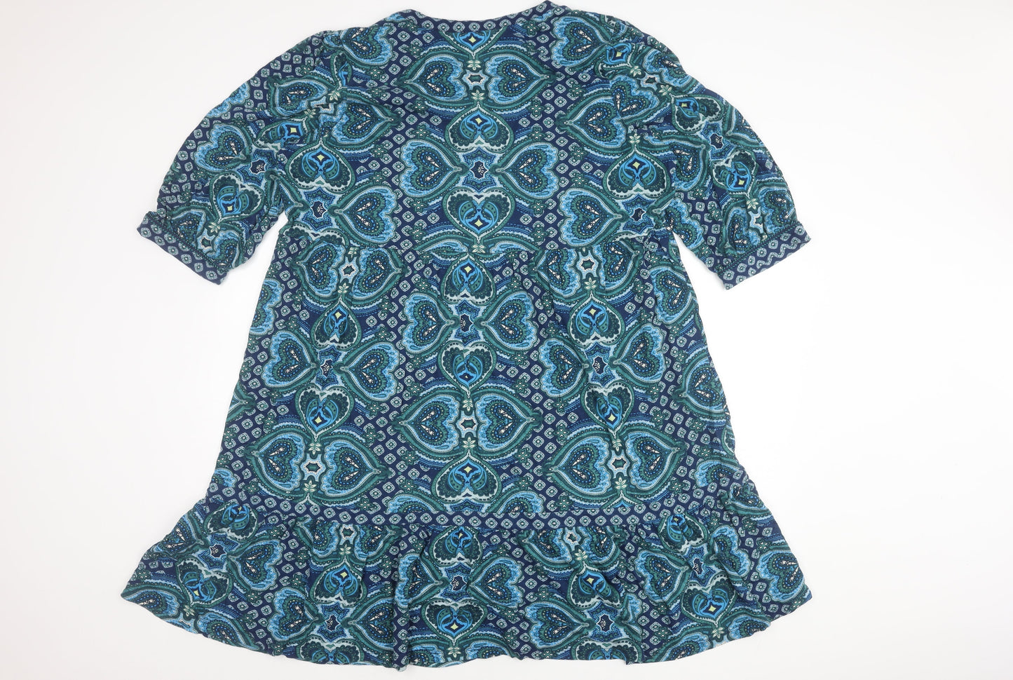 Monsoon Women's Blue M Dress, Geometric, Half Sleeve