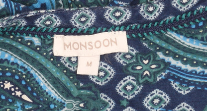 Monsoon Women's Blue M Dress, Geometric, Half Sleeve