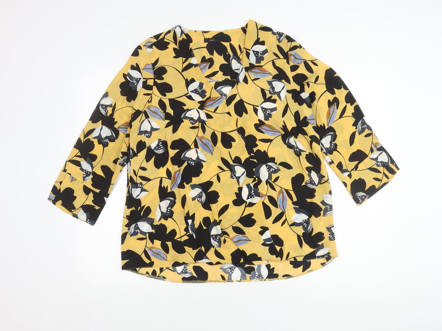 Womens UK Size 14 M&Co Yellow Basic Blouse