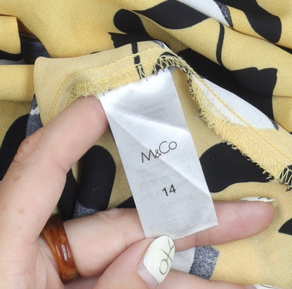 Womens UK Size 14 M&Co Yellow Basic Blouse