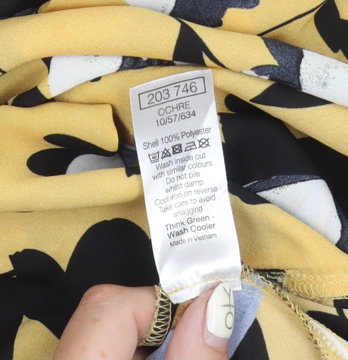 Womens UK Size 14 M&Co Yellow Basic Blouse