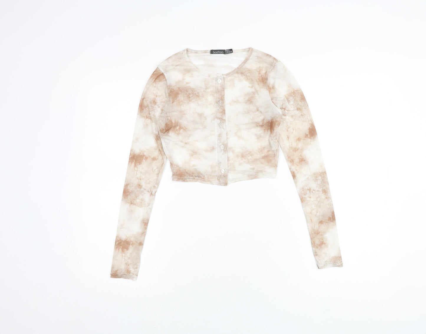 Boohoo Women's Multicoloured Cropped Tie-Dye Top Size 8