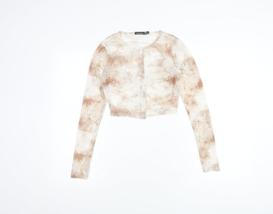 Boohoo Women's Multicoloured Cropped Tie-Dye Top Size 8