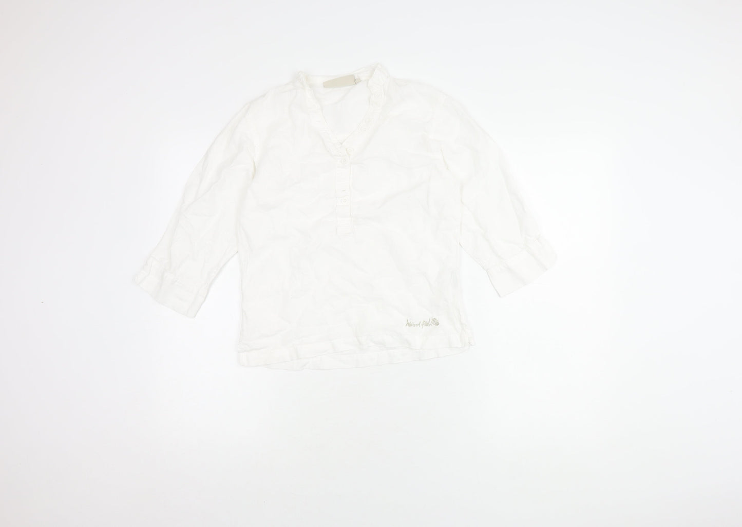 Womens UK Size S Weird Fish White Basic Blouse