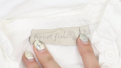 Womens UK Size S Weird Fish White Basic Blouse