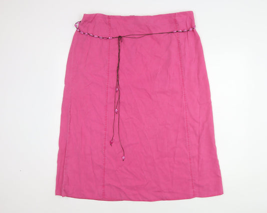 Ann Harvey Women's Pink Midi Skirt with Beaded Accents