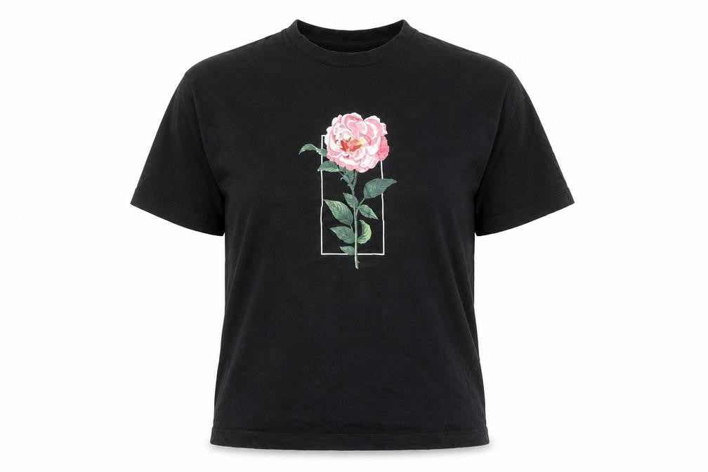 Front view of H&M unisex black concert embroidered t-shirt, size S