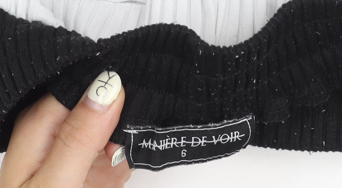Maine De Voir Women's Black & White Striped Shorts