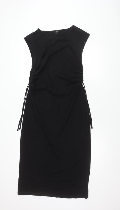 River Island Women's Black Bodycon Midi Dress Size 14