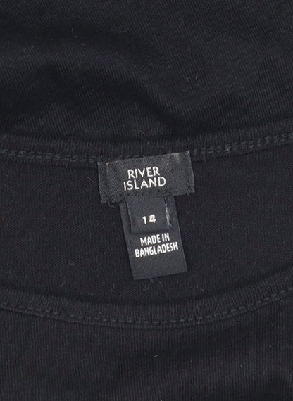 River Island Women's Black Bodycon Midi Dress Size 14