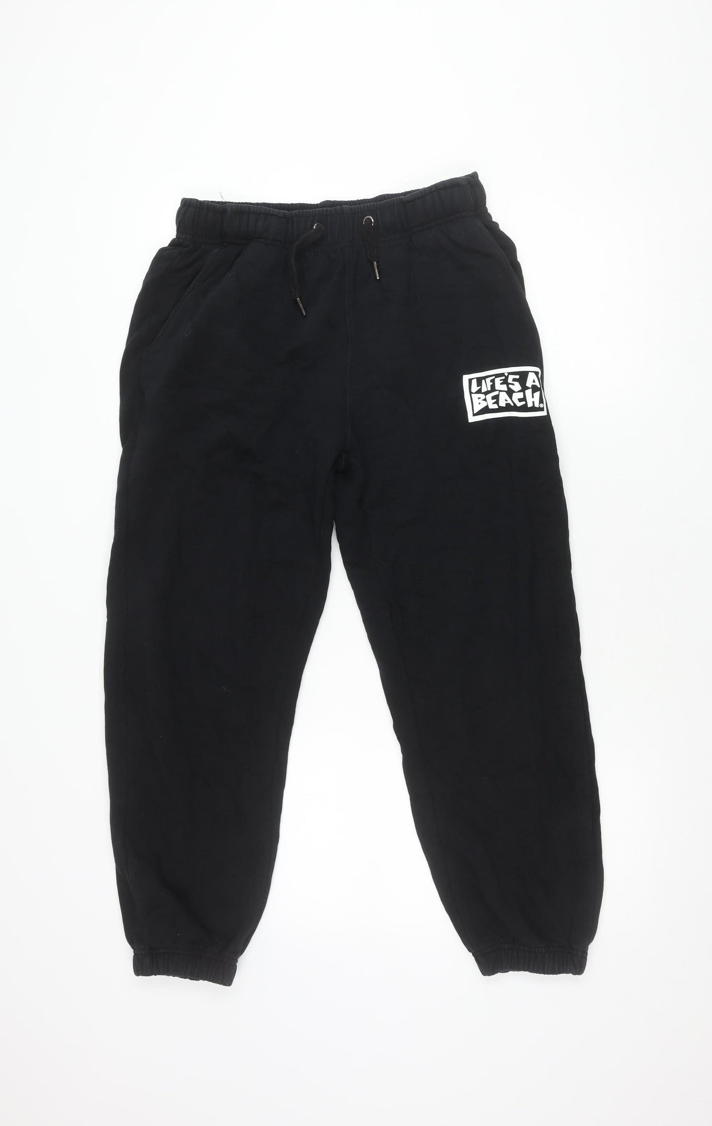 Life's a Beach Men's Black Cotton Trousers, Size S