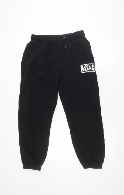 Life's a Beach Men's Black Cotton Trousers, Size S