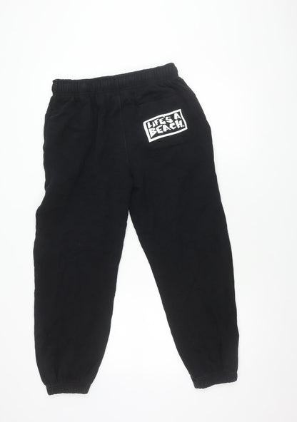 Life's a Beach Men's Black Cotton Trousers, Size S