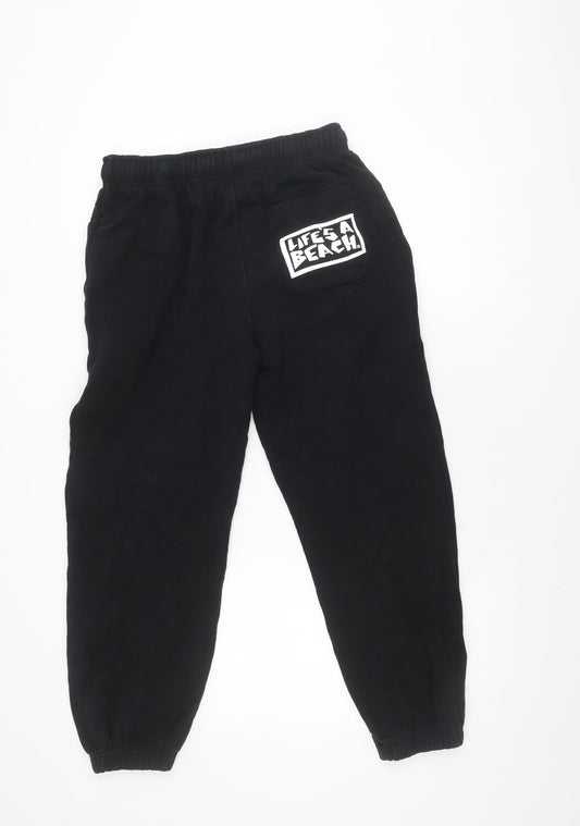 Life's a Beach Men's Black Cotton Trousers, Size S