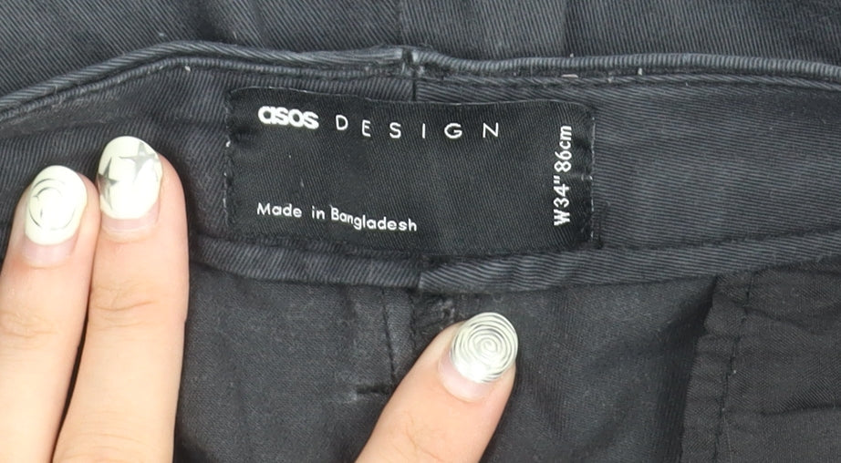 ASOS Design Black Chino Shorts for Men, Size 34