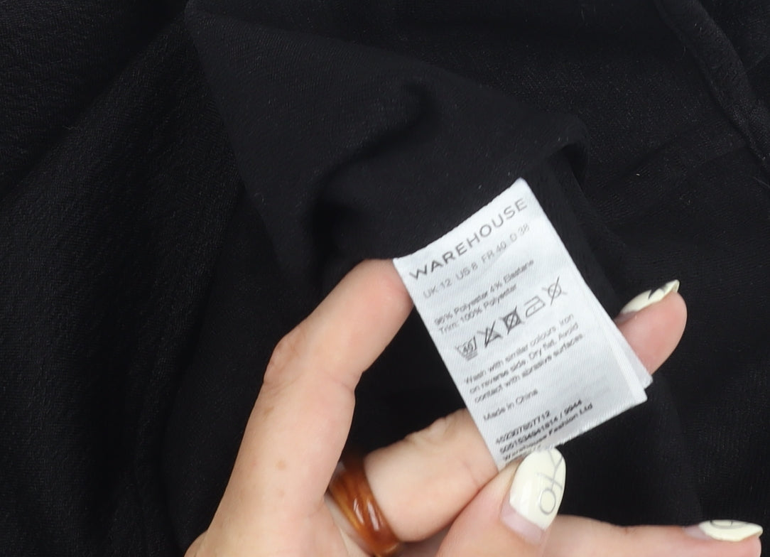 Womens UK Size 12 Warehouse Black Basic Blouse