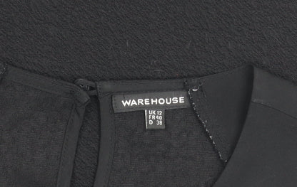 Womens UK Size 12 Warehouse Black Basic Blouse