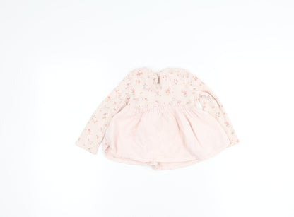 Next Girls Pink Floral Blouse Long Sleeve 12-18 Months