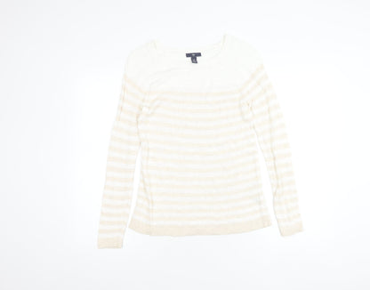 Gap Women Beige Striped Pullover Jumper XS