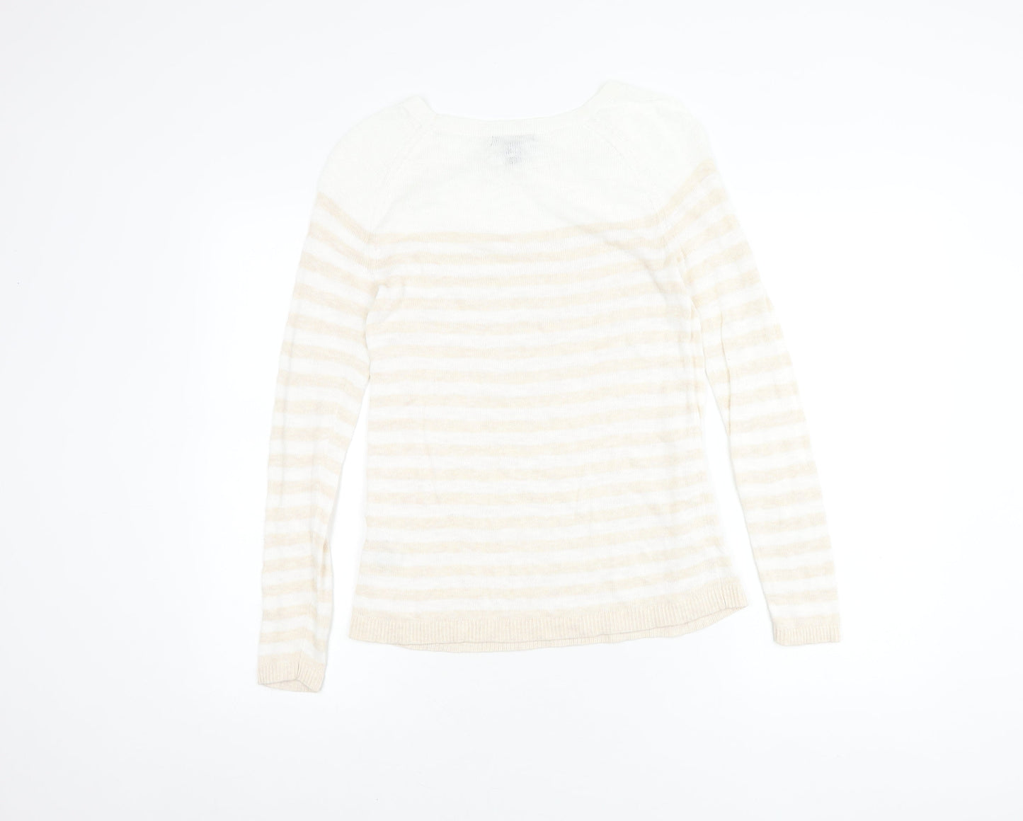 Gap Women Beige Striped Pullover Jumper XS