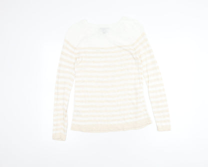 Gap Women Beige Striped Pullover Jumper XS