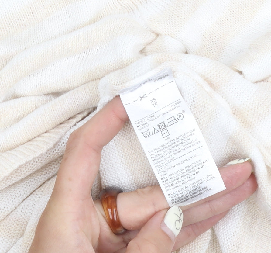 Gap Women Beige Striped Pullover Jumper XS