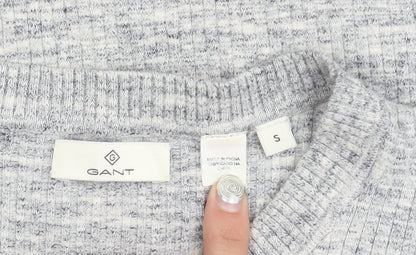 GANT Women's Grey Striped Dress, Size S, Short Sleeve