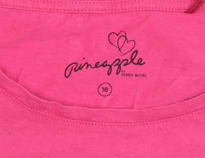 Pineapple Women's Pink T-Shirt - Size 18, Cotton Casual