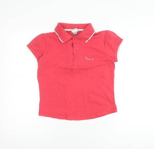 Umbro Girls Red Polo Shirt, Size 12, Collared Button Closure