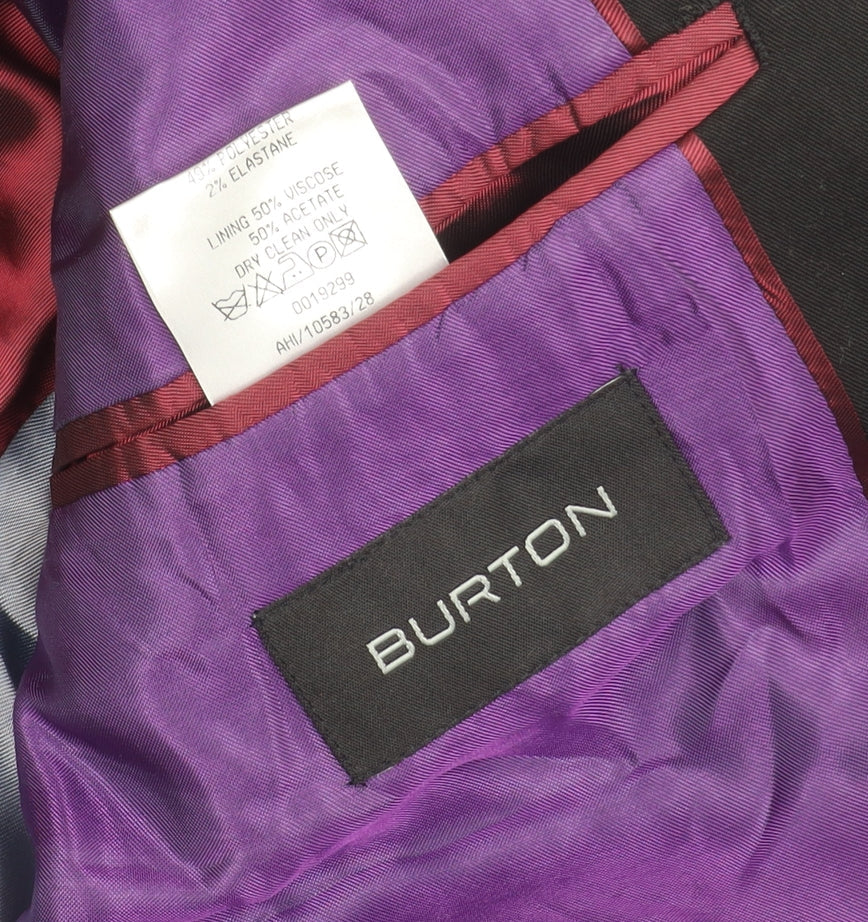 Mens UK Size 38 Burton Regular Black Suit Jacket