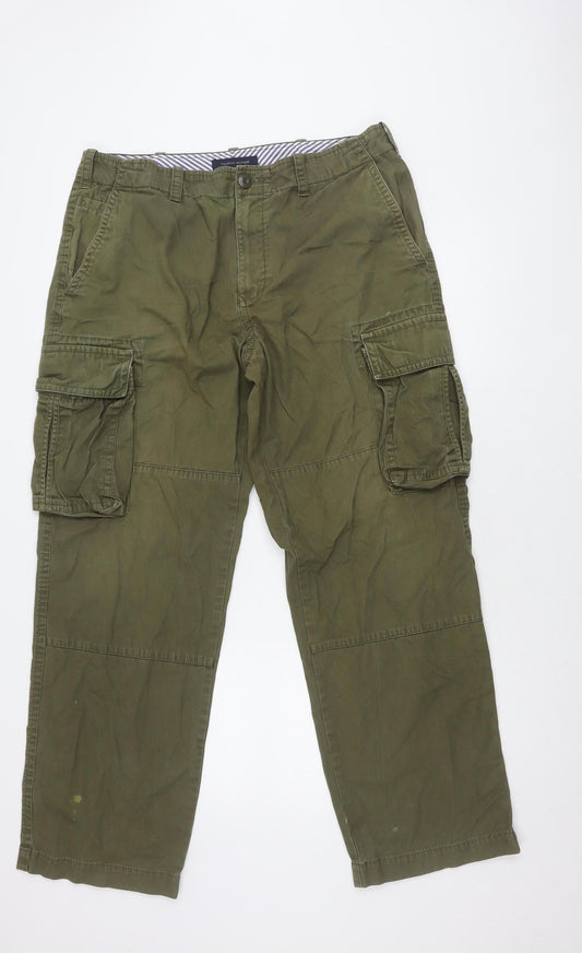 Tommy Hilfiger Men's Green Cargo Trousers Size 35