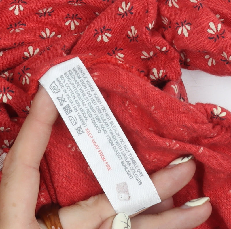 Fat Face Women's Red Floral A-Line Skirt Size 16