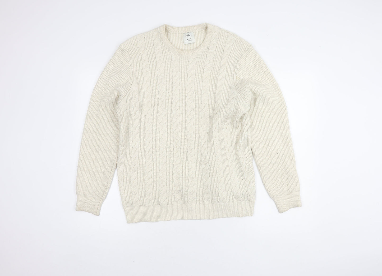 Marks and Spencer Men’s Ivory XL Cable-Knit Pullover